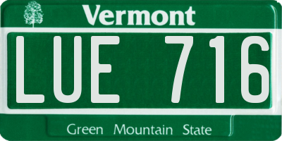 VT license plate LUE716