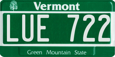 VT license plate LUE722