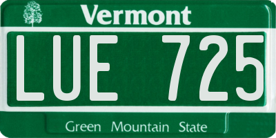VT license plate LUE725