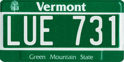 VT license plate LUE731