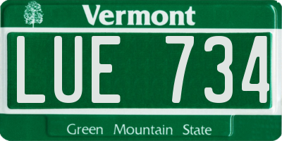 VT license plate LUE734