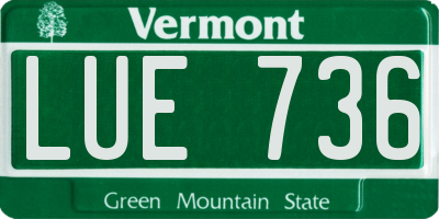 VT license plate LUE736