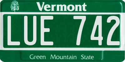 VT license plate LUE742