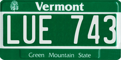 VT license plate LUE743