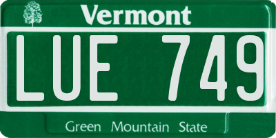 VT license plate LUE749