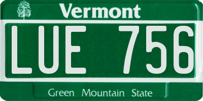 VT license plate LUE756