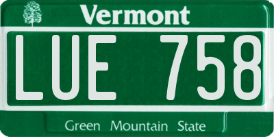 VT license plate LUE758