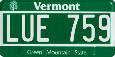 VT license plate LUE759