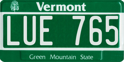 VT license plate LUE765