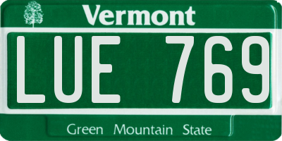 VT license plate LUE769