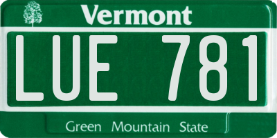 VT license plate LUE781