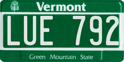 VT license plate LUE792