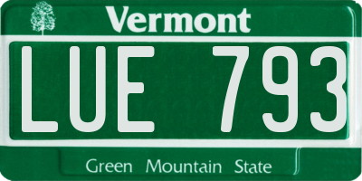 VT license plate LUE793