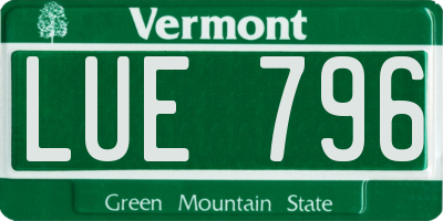 VT license plate LUE796