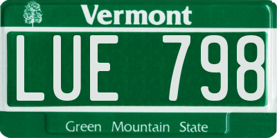 VT license plate LUE798