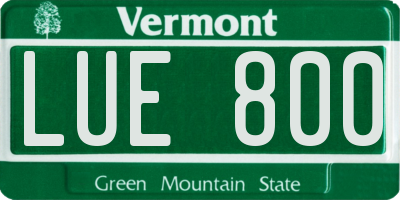 VT license plate LUE800