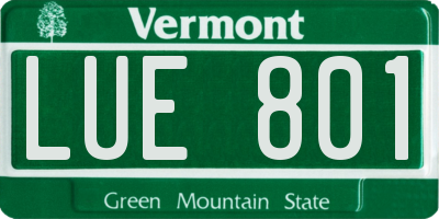 VT license plate LUE801