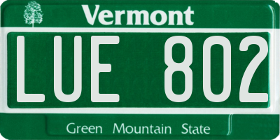 VT license plate LUE802