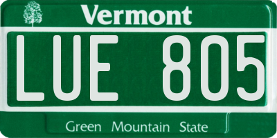 VT license plate LUE805