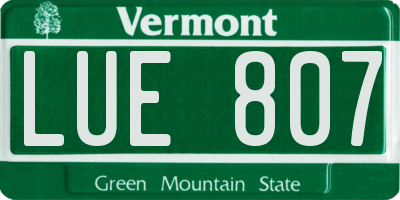 VT license plate LUE807