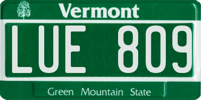 VT license plate LUE809