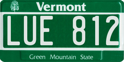VT license plate LUE812