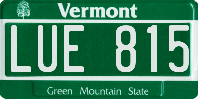 VT license plate LUE815