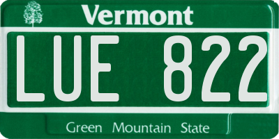 VT license plate LUE822