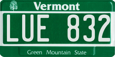 VT license plate LUE832
