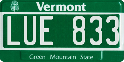 VT license plate LUE833