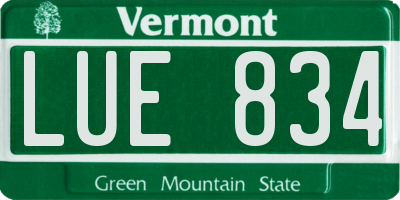 VT license plate LUE834