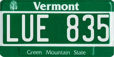 VT license plate LUE835