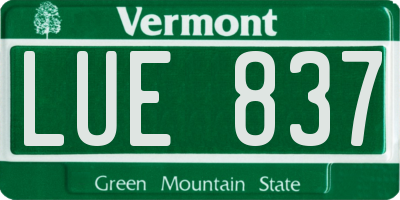 VT license plate LUE837