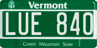 VT license plate LUE840