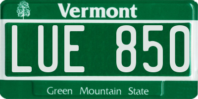 VT license plate LUE850