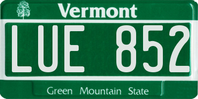 VT license plate LUE852