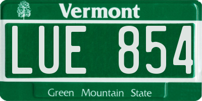 VT license plate LUE854