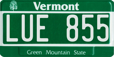 VT license plate LUE855