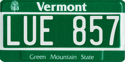 VT license plate LUE857