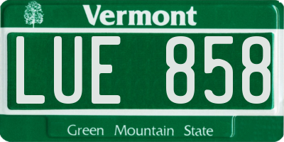 VT license plate LUE858