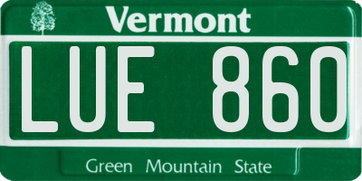 VT license plate LUE860