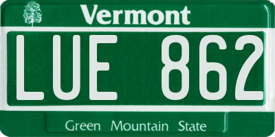 VT license plate LUE862