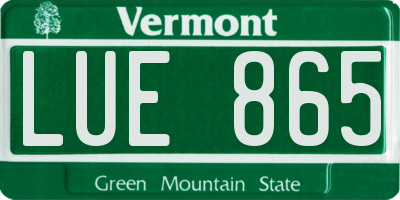 VT license plate LUE865