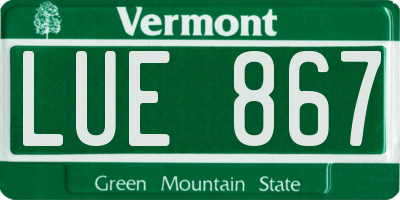 VT license plate LUE867
