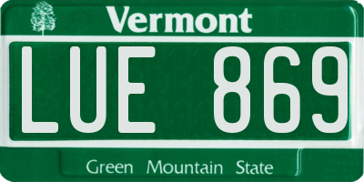 VT license plate LUE869