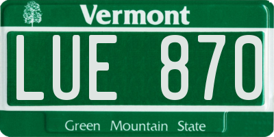 VT license plate LUE870