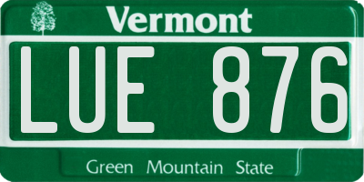 VT license plate LUE876