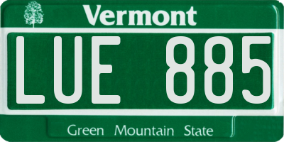 VT license plate LUE885