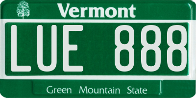 VT license plate LUE888
