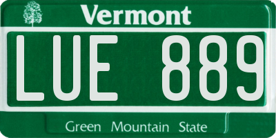 VT license plate LUE889